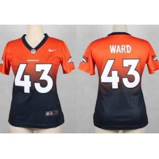 Women Nike Denver Broncos #43 T.J. Ward Orange Blue Fadeaway Fashion Stitched Elite NFL Jerseys